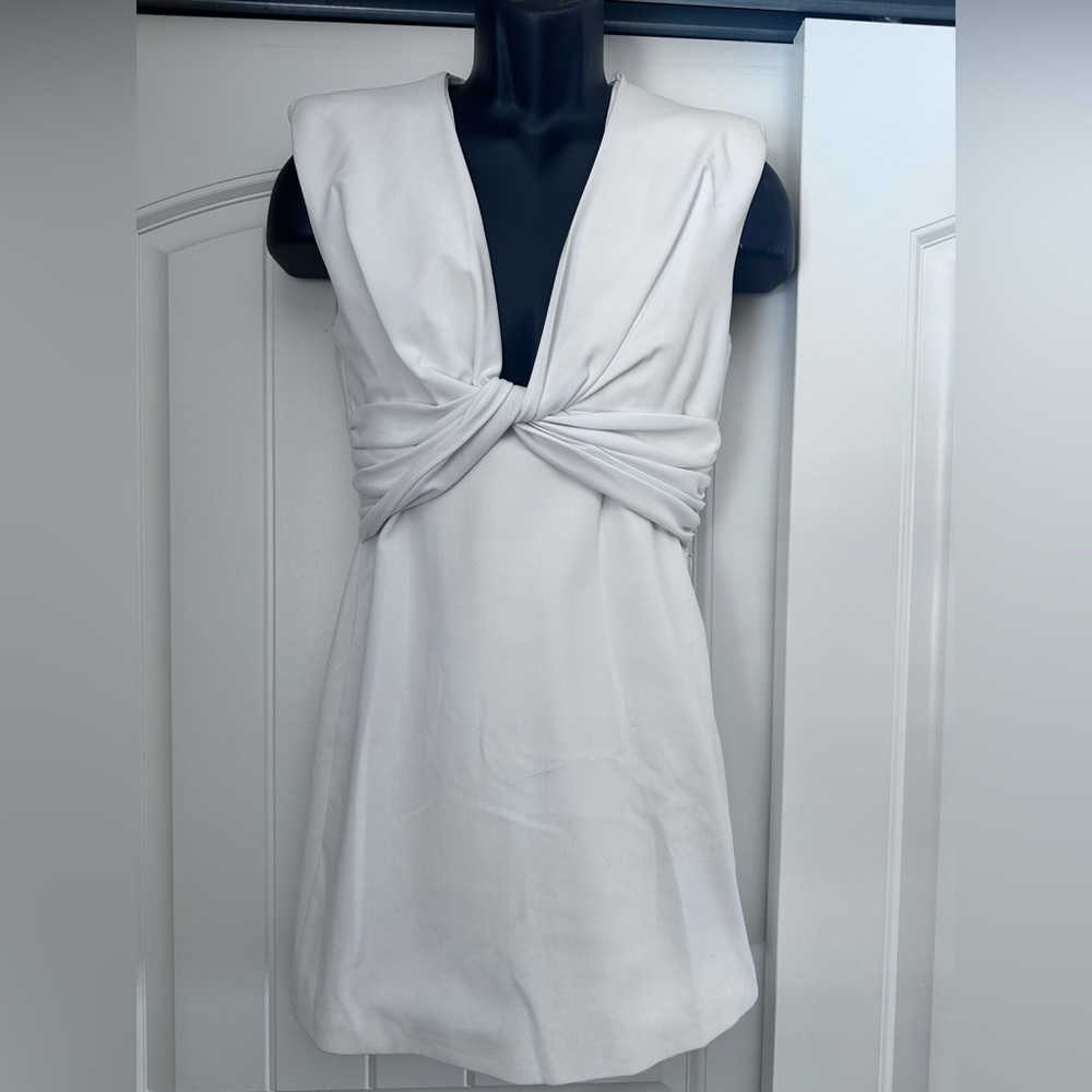 Zara White Twist-Front Mini Dress